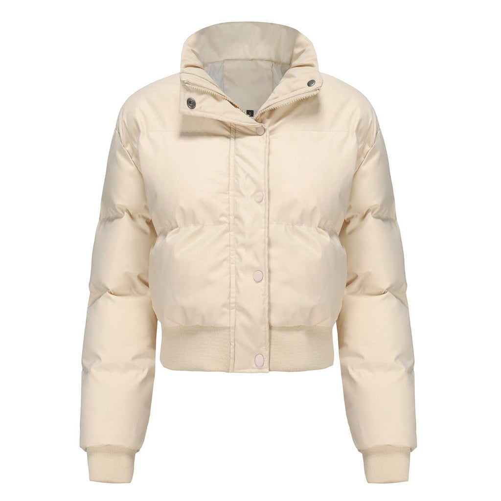 Damen cropped Steppjacke mit hohem Kragen und praktischen Druckknöpfen EB