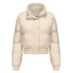 Damen cropped Steppjacke mit hohem Kragen und praktischen Druckknöpfen EB