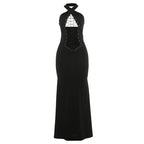 Damen Elegantes Maxi-Kleid mit raffiniertem Schnürungsdesign EB