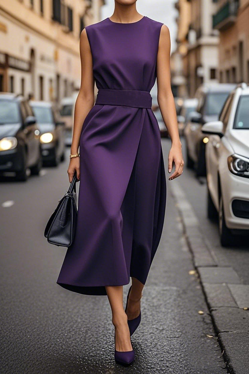 Damen elegantes Maxikleid mit figurbetonter Silhouette und seitlichem Schlitz EB