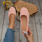 Damen bequeme Ballerinas aus elastischem Gewebe mit formschöner Sohle EB