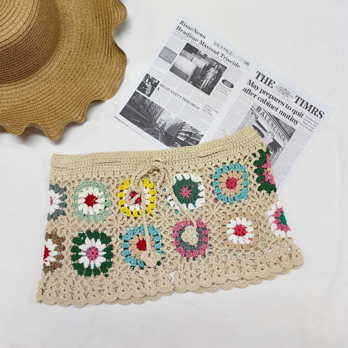 Häkelshorts mit Granny-Square-Muster für Damen
