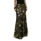 Damen Langer, eleganter Rock im Vintage-Stil mit floralem Muster und fließendem Schnitt EB