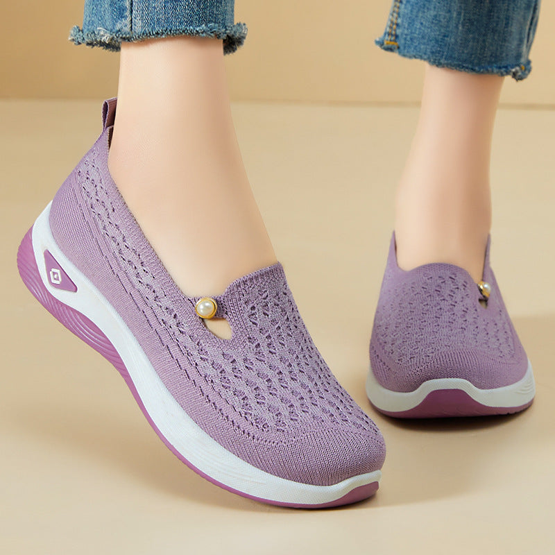 Damen Bequeme Slip-On Schuhe mit luftdurchlässigem Obermaterial und flexiblem Sohlendesign EB