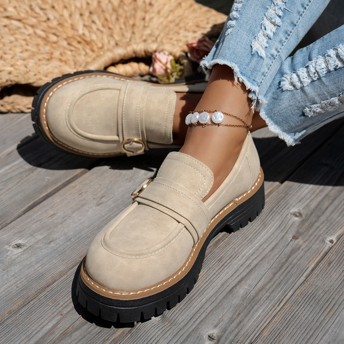 Damen bequeme Mokassins mit modischem Design EB