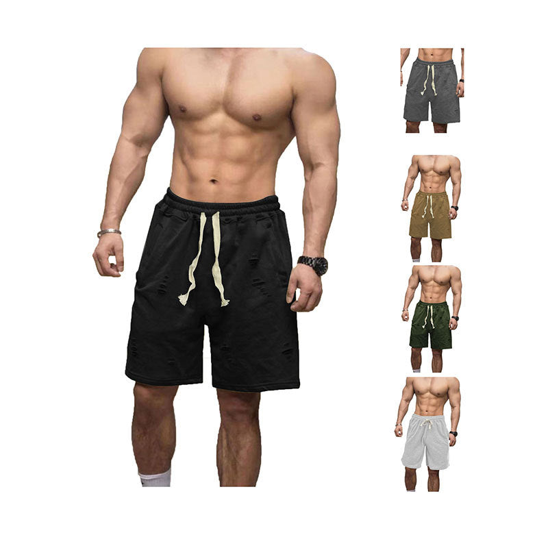 Lässige Herren-Sweatshorts mit elastischem Kordelzug, Seitentaschen und Used-Look