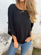 Damen lässige Bluse mit strukturiertem Stoff EB