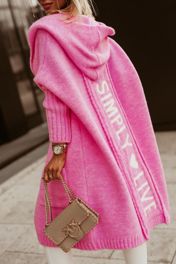 Damen Langarm-Strickmantel mit praktischen Taschen und offener Front EB