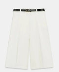 High-Waist-Culotte-Shorts mit Falten und Ziergürtel