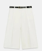 High-Waist-Culotte-Shorts mit Falten und Ziergürtel