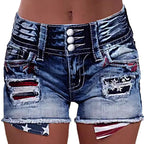 Damen Cargo-Shorts mit stylischen Rissdetails und patriotischen Applikationen EB