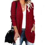 Damen legerer Strickmantel mit Taschen und offenen Front EB