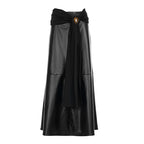 Damen eleganter Satin-Abendrock mit raffinierten Rüschen und Spitzenakzenten EB
