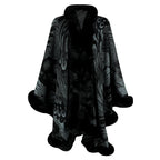 Damen luxuriöser Poncho mit dekorativem Fleece-Wärmeschutz EB
