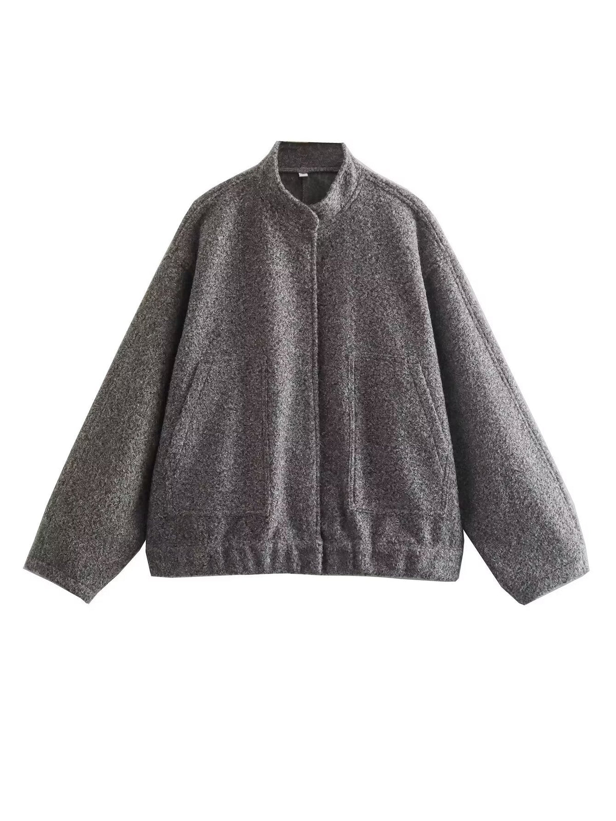 Damen gemütliche Sweatjacke mit hoher Kragenform und praktischen Taschen EB