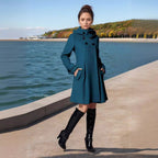 Damen eleganter Wollmantel mit modernem Kragen und praktischen Taschen EB