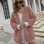 Damen Kuschelmantel mit voluminösem Faux-Fur EB