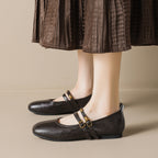 Damen Ballerinas mit eleganten doppelten Riemen und praktischen Schnallen EB