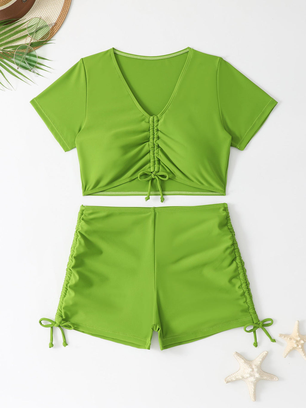 Damen sportliches Crop-Top und Shorts-Set EB