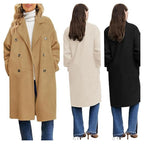 Damen eleganter und lässiger Wollmantel mit doppelter Knopfleiste EB