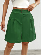 Damen Hochtaillierte Shorts mit doppeltem Knopfverschluss und Falten EB