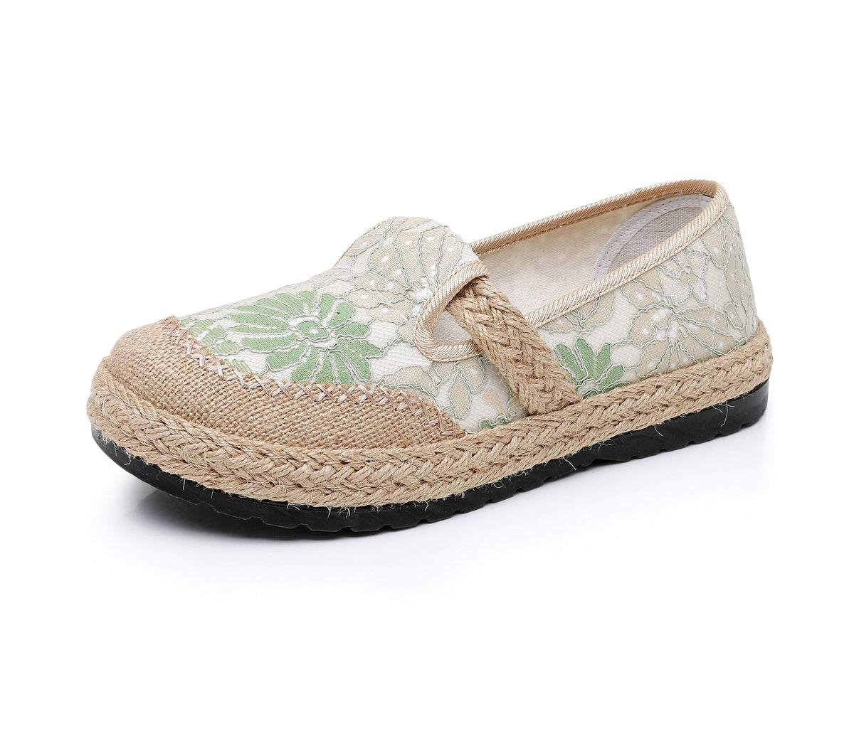 Damen bequeme Slip-On Freizeitschuhe mit floralem Dekor EB