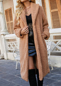 Damen Langer flauschiger Teddy-Mantel mit Taschen EB
