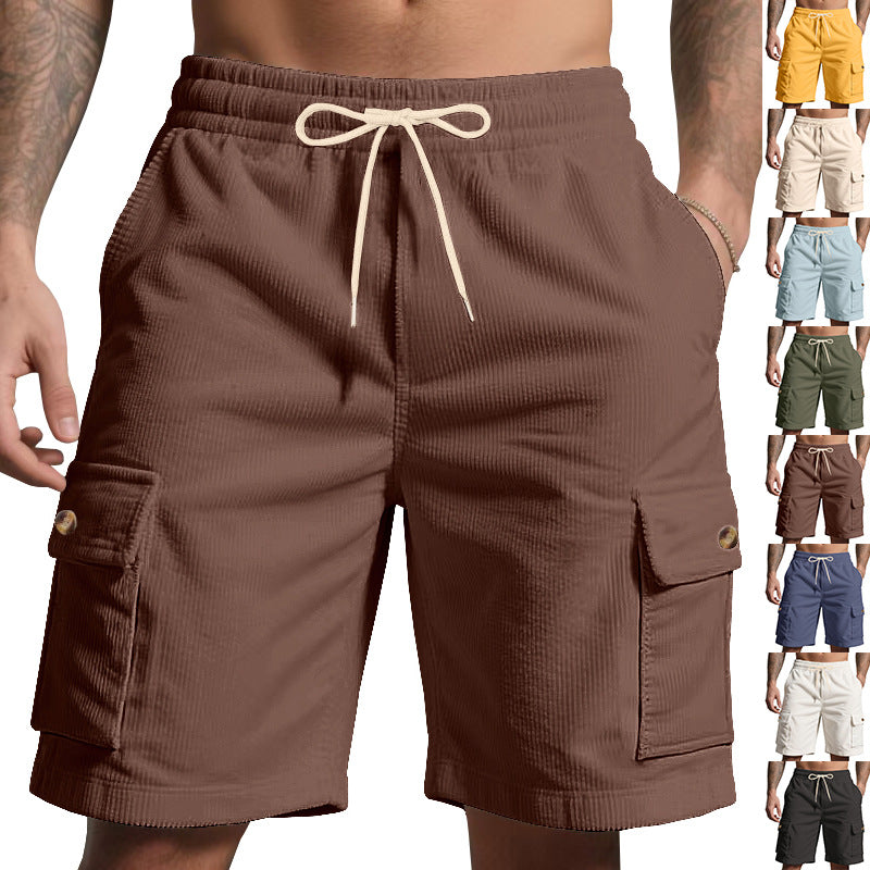 Herren-Cordshorts mit Cargo-Taschen und Kordelzug