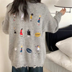 Damen Grober Strickcardigan mit praktischen Taschen und Knopfdetails EB