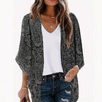 Damen Kimono-Jacke mit trendigem Muster und lockerem Schnitt EB