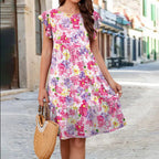 Damen Blumen-Midikleid mit Rüschendetails und femininer Silhouette EB