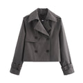 Damen nan kurzes Cropped-Trenchcoat mit doppelreihiger Knopfleiste, aufgesetzter Sturmschürze und verstellbaren Manschetten EB
