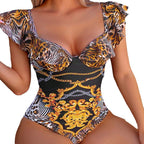 Damen-Designer-Einteiler mit Rüschendetails