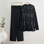 Damen modisches Strick-Loungewear-Set mit glitzernden Details EB