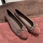 Damen Ballerinas mit dekorativem Schleifenakzent und hochwertiger Veloursleder-Oberfläche EB