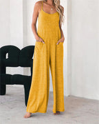 Damen Luftiger Jumpsuit mit Taschen und Spaghettiträgern EB