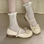 Damen Ballerinas mit Rüschendetail und bequemer Schnalle EB