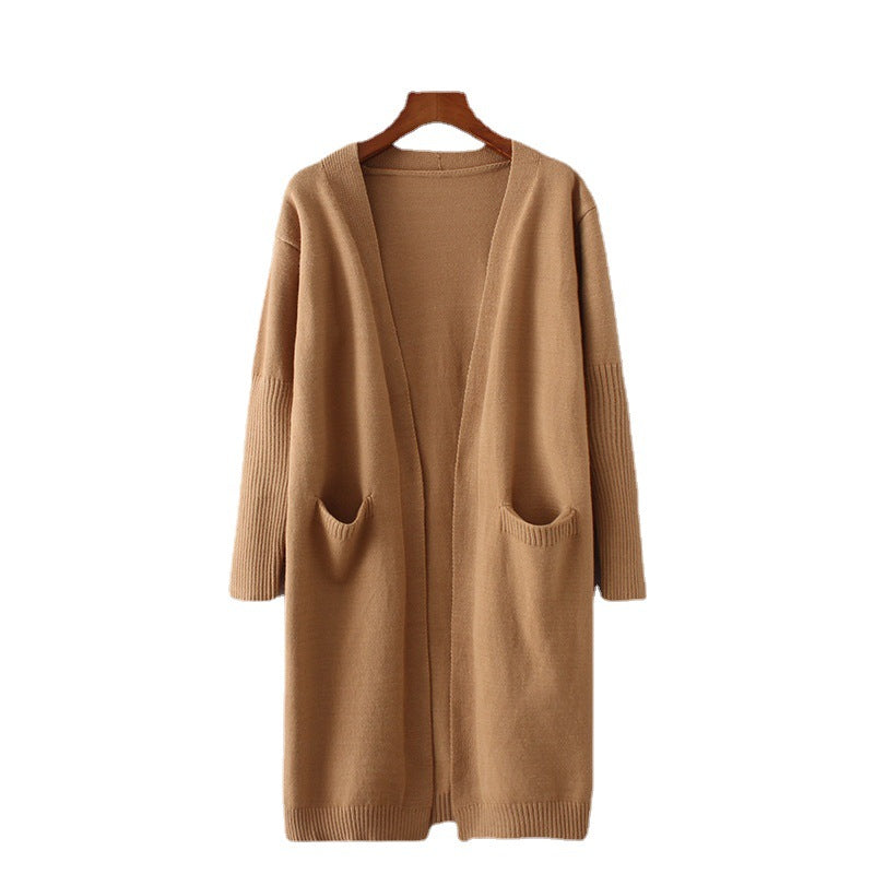 Damen Long-Cardigan mit offenen Fronten und praktischen Eingrifftaschen EB