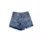 Damen Denim-Shorts mit trendigen Stickdetails und Fransensaum EB
