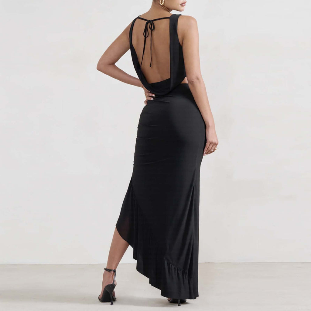Damen Elegantes Crop-Top und Maxi-Rock Set mit hohem Schlitz EB