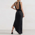 Damen Elegantes Crop-Top und Maxi-Rock Set mit hohem Schlitz EB