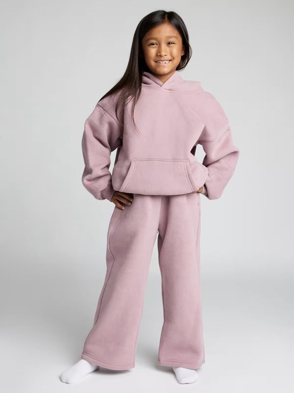 Damen lässiger Fleece-Jumpsuit mit geräumiger Kapuze und praktischen Taschen EB