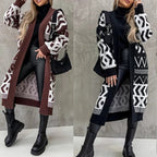 Damen Grobstrick-Cardigan mit grafischem Muster und offenem Schnitt EB