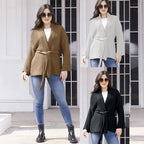 Damen Grobstrick-Cardigan mit Gürtel und weitem Schnitt EB