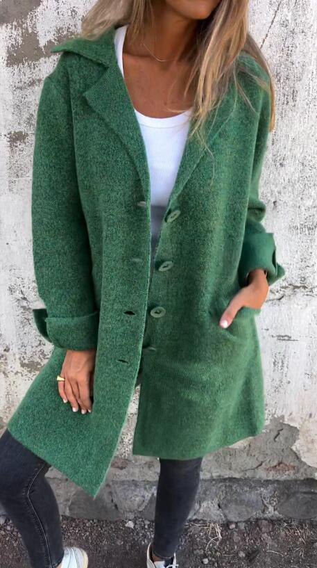 Damen eleganter Wollmantel mit praktischen Taschen EB