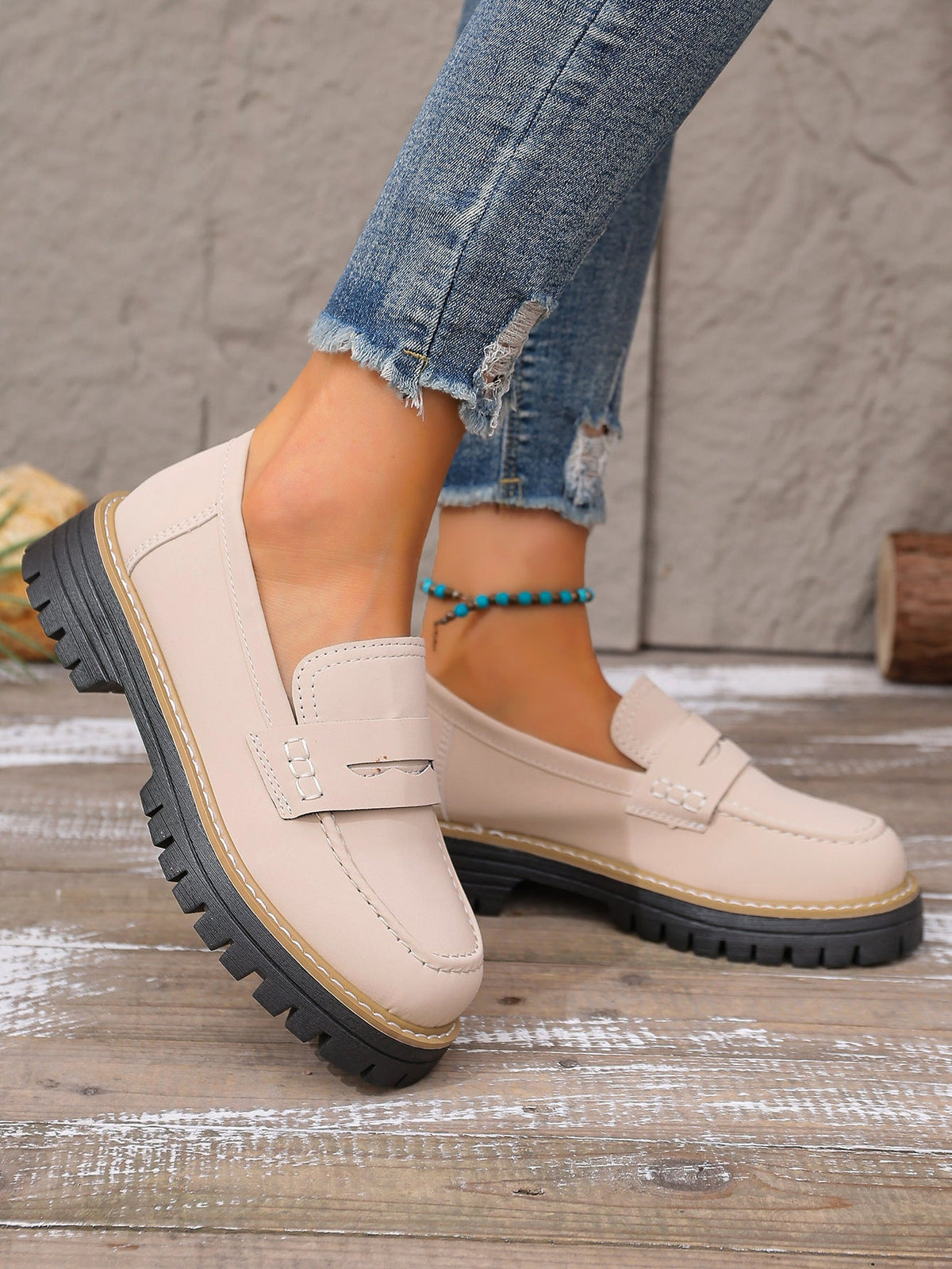 Damen Bequeme Mokassins mit robustem Profil EB