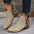 Damen elegante Ankle Boots mit modischem Leopardenmuster EB
