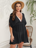Damen eleganter Strandkaftan mit tiefem V-Ausschnitt und weit geschnittenen Ärmeln EB