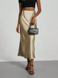 Damen Elegante und fließende Satin Maxiröcke EB
