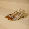 Damen Slingback-Pumps mit glamourösen Schmuckakzenten und komfortablem Blockabsatz EB